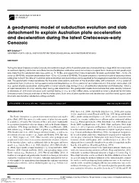 A Geodynamic Model of Subduction Evolution and Slab Detachment to Explain Australian Plate Acceleration and Deceleration During the Latest Cretaceous–Early Cenozoic