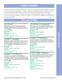 Arts and Crafts CORE CLASSES