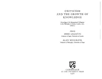 Criticism and the Growth of Knowledge