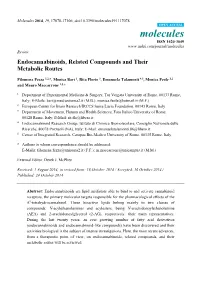 Endocannabinoids, Related Compounds and Their Metabolic Routes