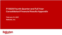 FY2020 Fourth Quarter and Full Year Consolidated Financial Results Appendix