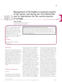 Management of the Bladder in Traumatic Injuries of the Spinal Cord During the First World War and Its Implications for the Curre