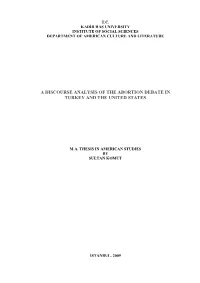 A Discourse Analysis of the Abortion Debate in Turkey and the United States