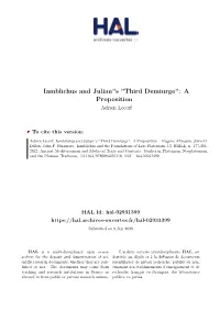 Iamblichus and Julian''s ''Third Demiurge'': a Proposition