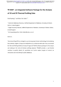 TP-MAP - an Integrated Software Package for the Analysis of 1D and 2D Thermal Profiling Data