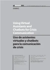 Using Virtual Assistants and Chatbots for Crisis Communication Uso De Asistentes Virtuales Y Chatbots Para La Comunicación De Crisis