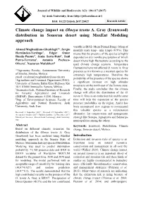 Climate Change Impact on Olneya Tesota A. Gray (Ironwood) Distribution in Sonoran Desert Using Maxent Modeling Approach