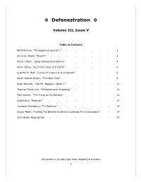 Defenestration Volume III, Issue V