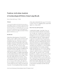 Neutron Activation Analysis of Archaeological Pottery from Long Beach