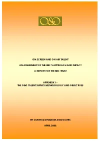 Survey Methodology and Objectives. On-Screen and On-Air Talent. An
