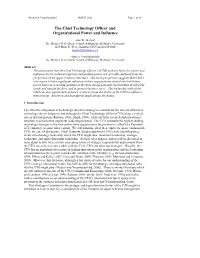 The CTO and Organizational Power and Influence