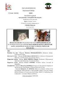 Bio-Ecologie De Triaenops Furculus (Hipposideridae