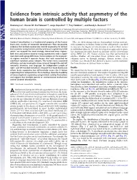 Evidence from Intrinsic Activity That Asymmetry of the Human Brain Is Controlled by Multiple Factors