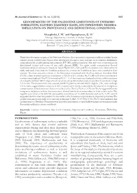 Geochemistry of the Paleocene Limestones of Ewekoro Formation, Eastern Dahomey Basin, Southwestern Nigeria: Implication on Provenance and Depositional Conditions