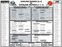 OAKLAND RAIDERS (0-3) NO NAME POS NO NAME POS 2 AJ Mccarron