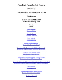 The Official Report of the Welsh Assembly