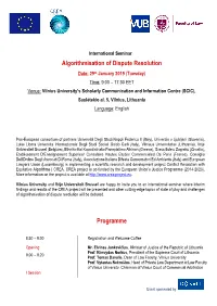 Algorithmisation of Dispute Resolution Programme