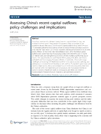Assessing China's Recent Capital Outflows: Policy Challenges And