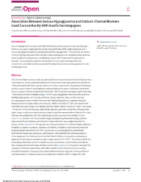 Association Between Serious Hypoglycemia and Calcium-Channel Blockers Used Concomitantly with Insulin Secretagogues