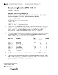 Broadcasting Decision CRTC 2003-184