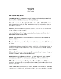 Classics 250B Spring 2017 Exam #1 Key Part I: 6 Points Each, 48 Total