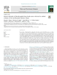 Genetic Diversity of Borrelia Garinii from Ixodes Uriae Collected in Seabird T Colonies of the Northwestern Atlantic Ocean Hannah J