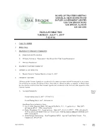 Regular Meeting Tuesday, July11, 2017 7:00 P.M