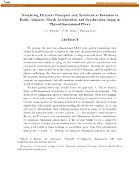 Simulating Electron Transport and Synchrotron Emission in Radio Galaxies: Shock Acceleration and Synchrotron Aging in Three-Dimensional Flows