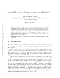 Spatial Directions, Anisotropy and Special Relativity