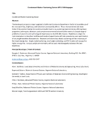 Condensed Matter Scattering Sector APS-U Whitepaper