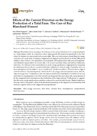 Effects of the Current Direction on the Energy Production of a Tidal Farm