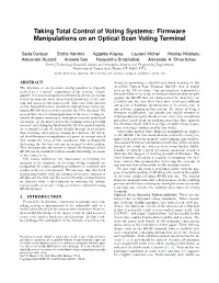 Firmware Manipulations on an Optical Scan Voting Terminal