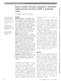 Genetic Variation and Gene Expression in Antioxidant Related