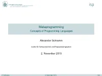 Metaprogramming Concepts of Programming Languages