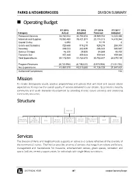 Operating Budget Mission Structure Services