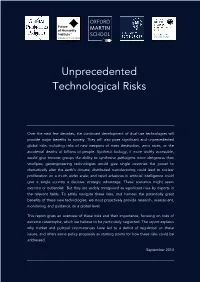 Unprecedented Technological Risks