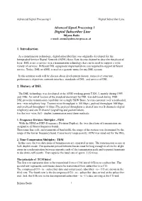 Advanced Signal Processing 1 Digital Subscriber Line
