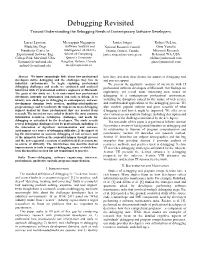 Debugging Revisited Toward Understanding the Debugging Needs of Contemporary Software Developers