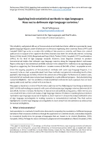 Applying Lexicostatistical Methods to Sign Languages: How Not to Delineate Sign Language Varieties