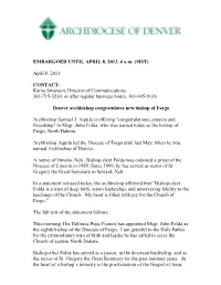 Archbishop Aquila's Statement About Bishop Folda