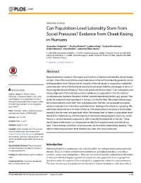Can Population-Level Laterality Stem from Social Pressures? Evidence from Cheek Kissing in Humans