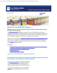 Material Threat MCM PRV Guidance