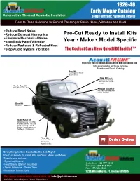 Pre-Cut Ready to Install Kits Year • Make • Model Specific 1928-48