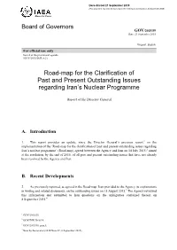 Road-Map for the Clarification of Past and Present Outstanding Issues Regarding Iran’S Nuclear Programme