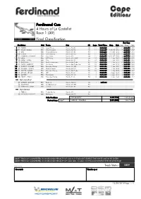 4 Hours of Le Castellet Ferdinand Cup Race 1 (30') Final Classification