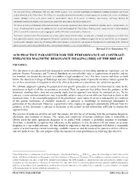 ACR Practice Parameter for Performance of Contrast Enhanced