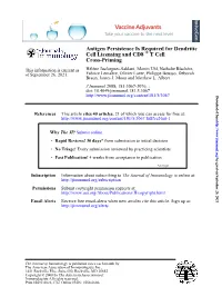 Cross-Priming T Cell + Cell Licensing and CD8 Antigen Persistence Is