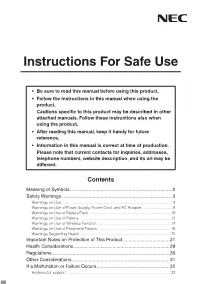 Instructions for Safe Use