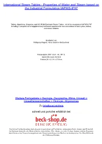 International Steam Tables - Properties of Water and Steam Based on the Industrial Formulation IAPWS-IF97