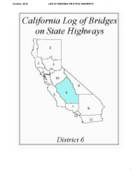 Log of Bridges on State Highways October, 2018 DISTRICT 06 06-KER-005